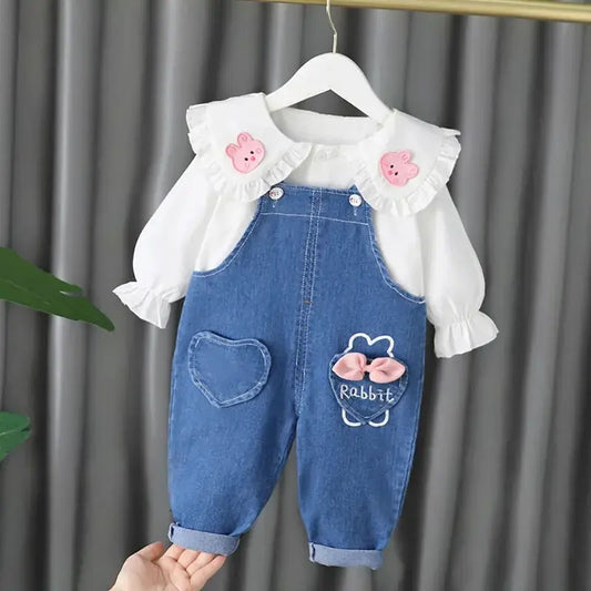 Baby Girls' Cute Top & Denim Pants Set