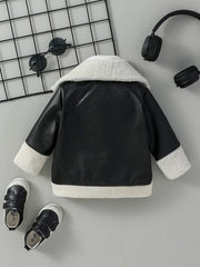 Baby Black Leather Coat
