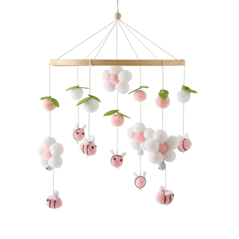 Wooden Crib Mobile Baby Bed Bell Rattle Toy