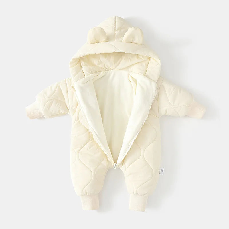 ﻿Fur-Lined Cartoon Bear Jumpsuit Hoodie