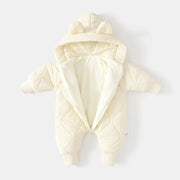 ﻿Fur-Lined Cartoon Bear Jumpsuit Hoodie