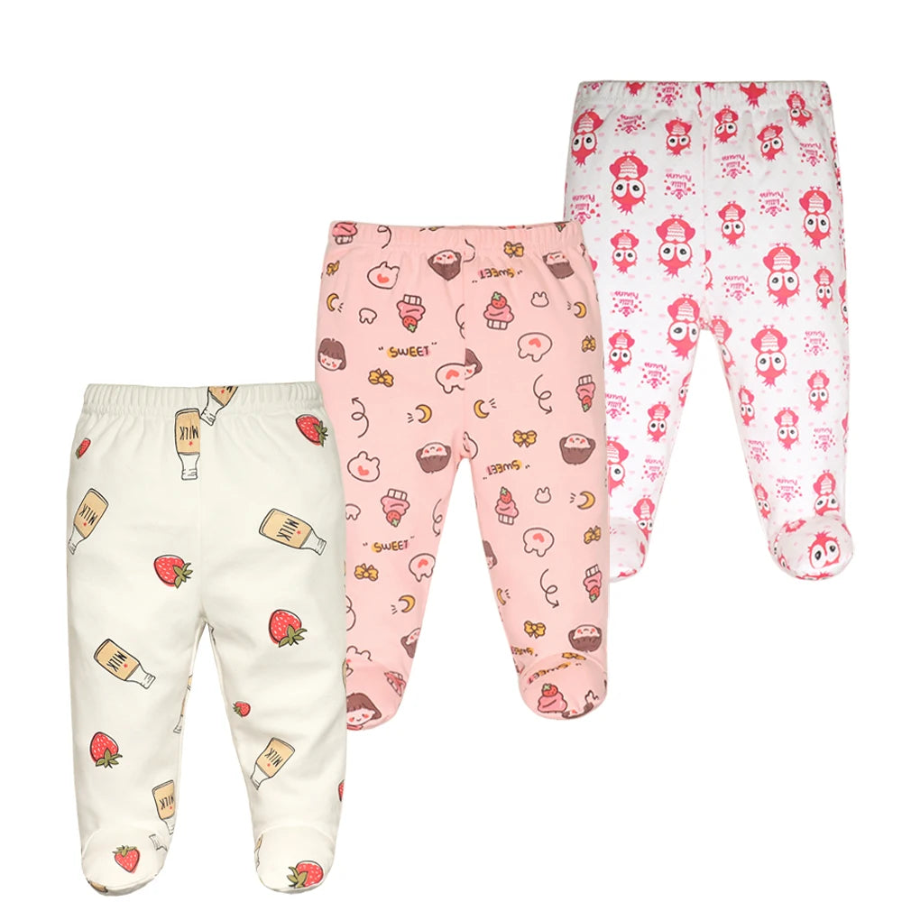 3-Pack Newborn Cotton Footed Pants