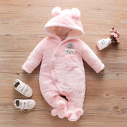 Adorable Plush Baby Hooded Romper