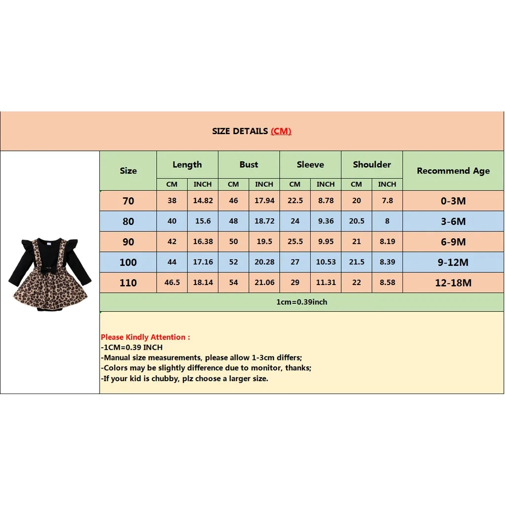 Newborn Baby Girl Leopard Print Dress Onesie with Bow