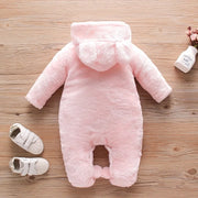 Adorable Plush Baby Hooded Romper