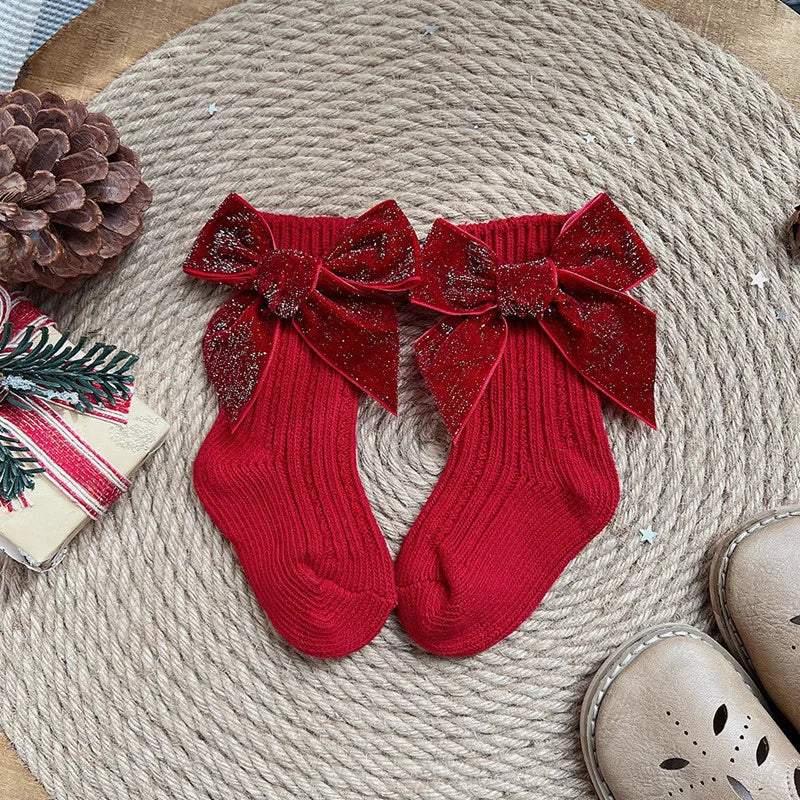 Baby Girls  Big Bow Christmas Socks