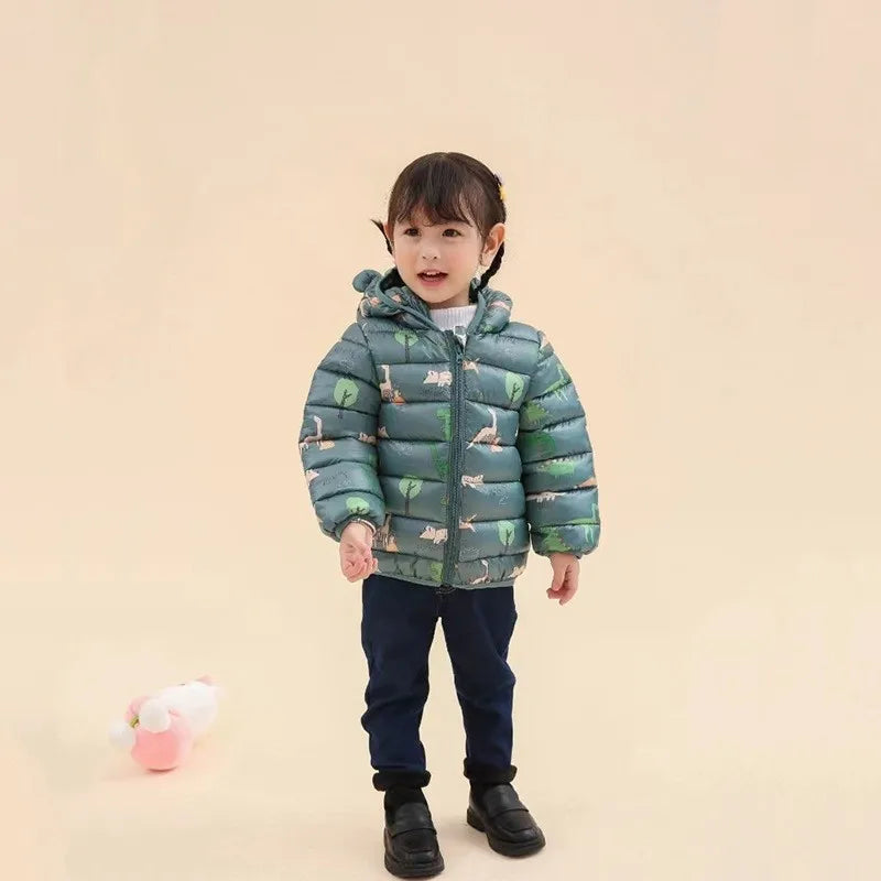 Kids' Dinosaur Hooded Down Jacket