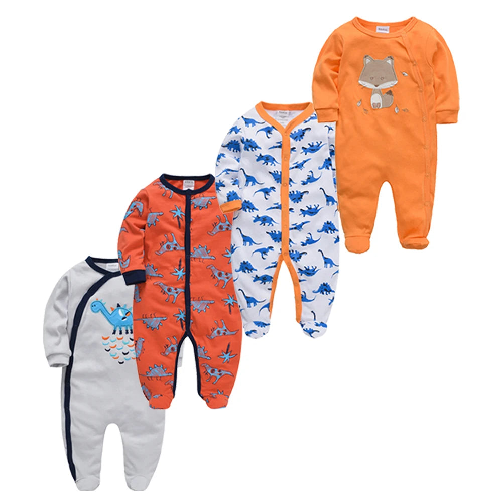 3/4 Pcs a lot Kavkas Baby Boy Rompers Newborn Cotton Girls Clothes Long Sleeve Summer Soft Jumpsuit O-neck 0-12m Onesie Clothing