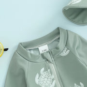 Turtle/Dinosaur Toddler Boys Rash Guard Swimsuit