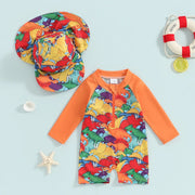 Turtle/Dinosaur Toddler Boys Rash Guard Swimsuit