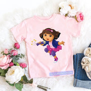 Fashion Kawaii Girls Pink Short-Sleeved T-Shirt