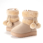 Cozy & Cute Boots with Fluffy Pom-Poms