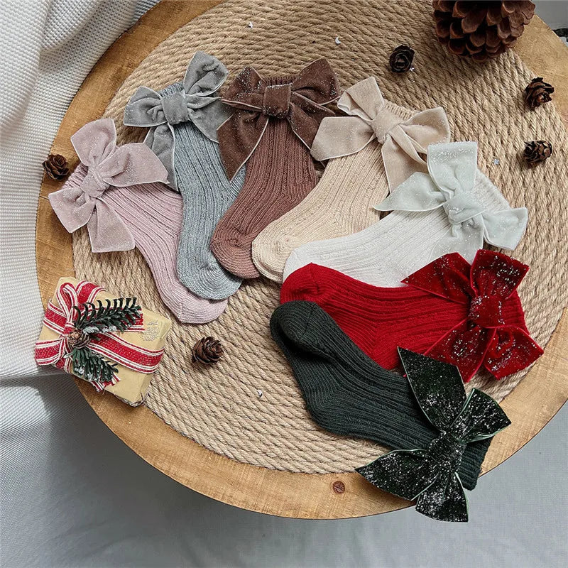 Baby Girls  Big Bow Christmas Socks