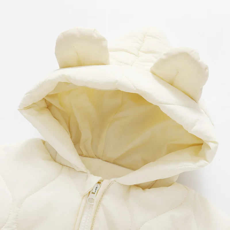 ﻿Fur-Lined Cartoon Bear Jumpsuit Hoodie
