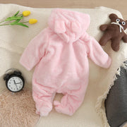 Adorable Plush Baby Hooded Romper