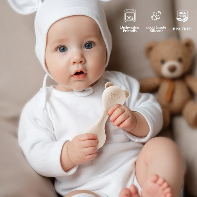 Bear Beat Silicone Teether Rattle