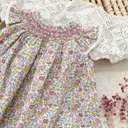 Smocked Ruffles Lace Girls Summer Beach Dress