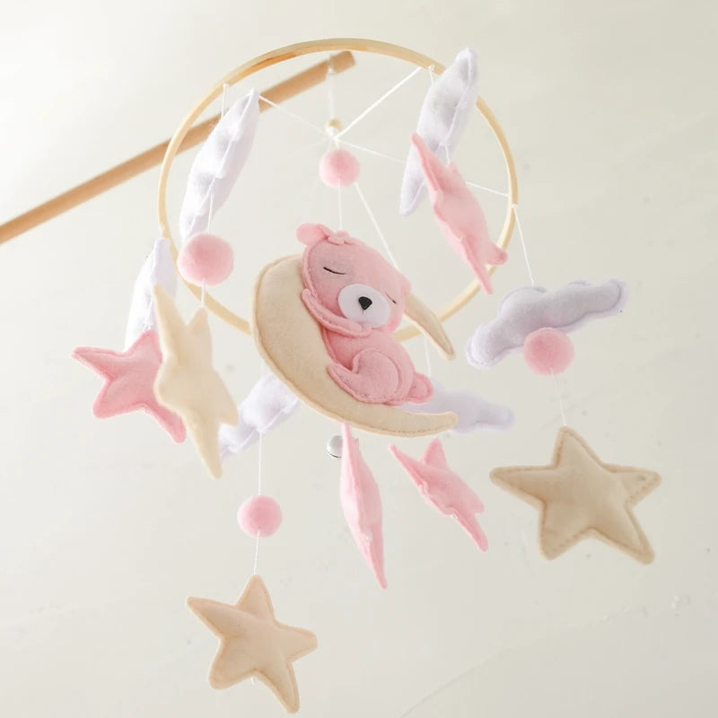 Wooden Crib Mobile Baby Bed Bell Rattle Toy