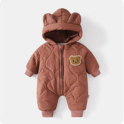 ﻿Fur-Lined Cartoon Bear Jumpsuit Hoodie