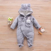Adorable Plush Baby Hooded Romper