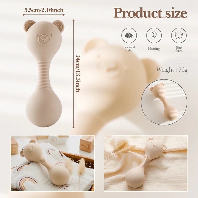 Bear Beat Silicone Teether Rattle