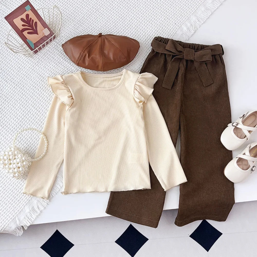 Long Sleeve Top & Brown Pants Set