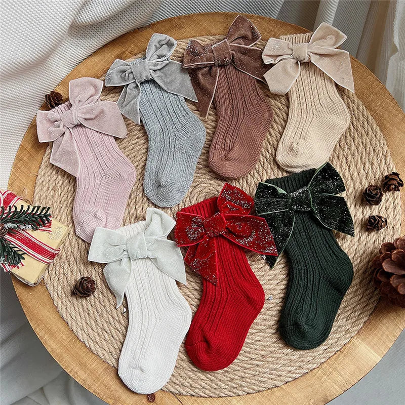 Baby Girls  Big Bow Christmas Socks