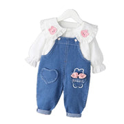 Baby Girls' Cute Top & Denim Pants Set