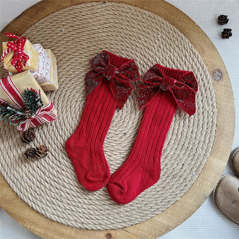 Baby Girls  Big Bow Christmas Socks
