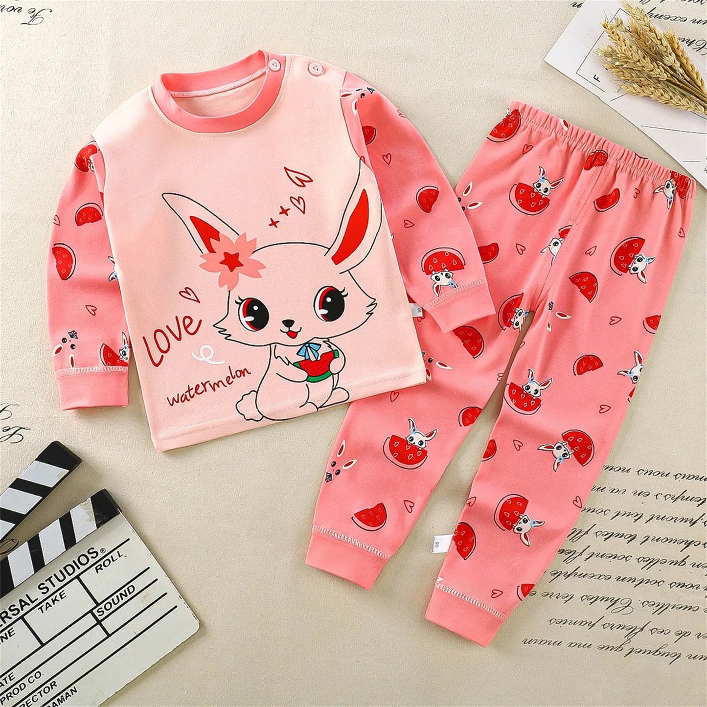 Toddler Kids Long Sleeve Cartoon Pajamas