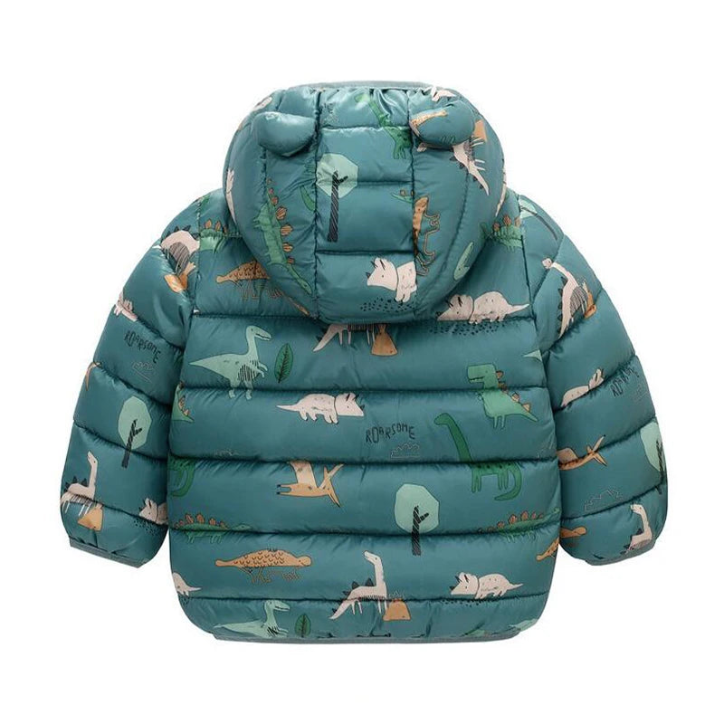 Kids' Dinosaur Hooded Down Jacket