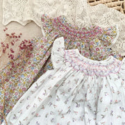 Smocked Ruffles Lace Girls Summer Beach Dress