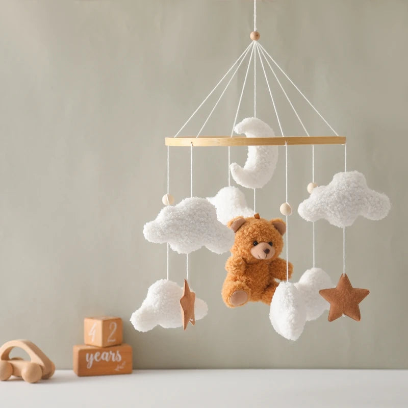 Wooden Crib Mobile Baby Bed Bell Rattle Toy