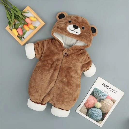 Warm Hooded Romper For Infants