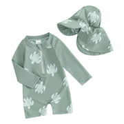 Turtle/Dinosaur Toddler Boys Rash Guard Swimsuit