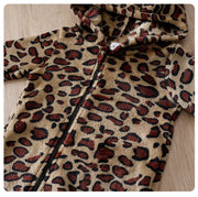 Cozy Leopard Baby Hooded Romper