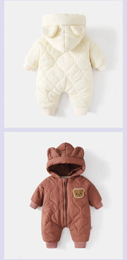 ﻿Fur-Lined Cartoon Bear Jumpsuit Hoodie